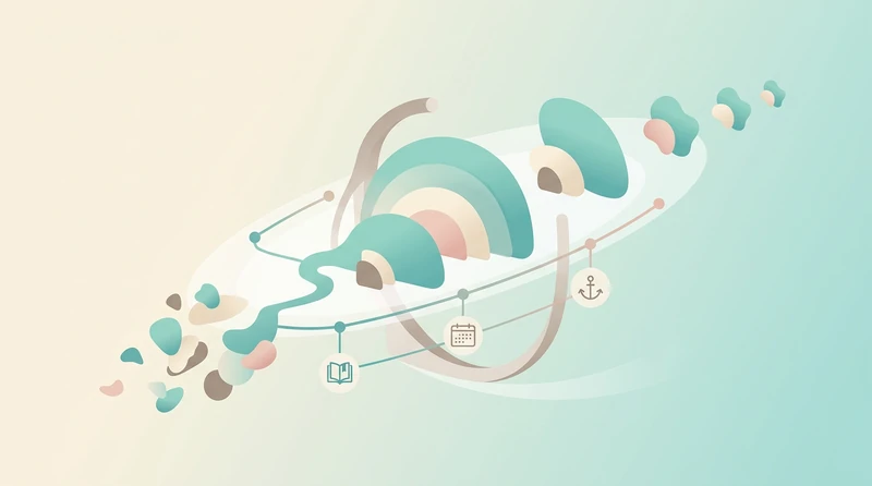 Abstract illustration representing a spaced-repetition study schedule with expanding review intervals