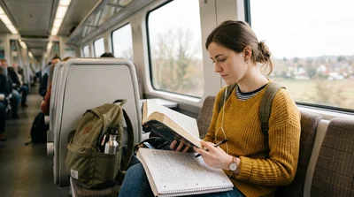 Studying during a commute on public transit